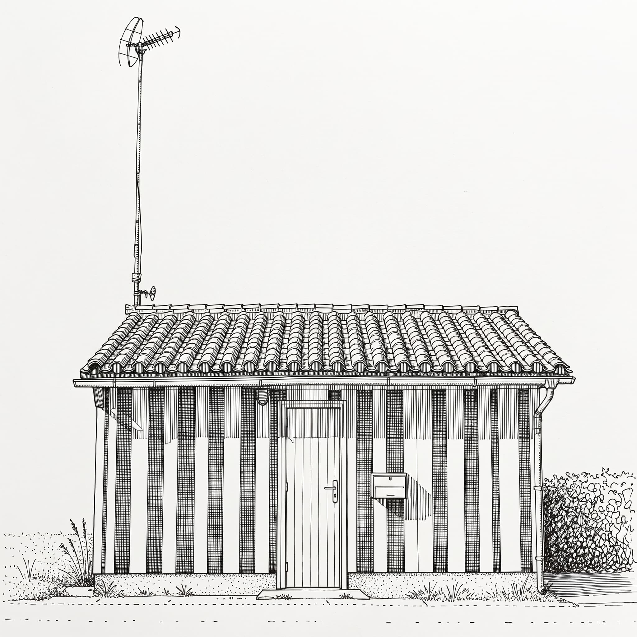 Ink drawing of Hornbæk Bathing House
