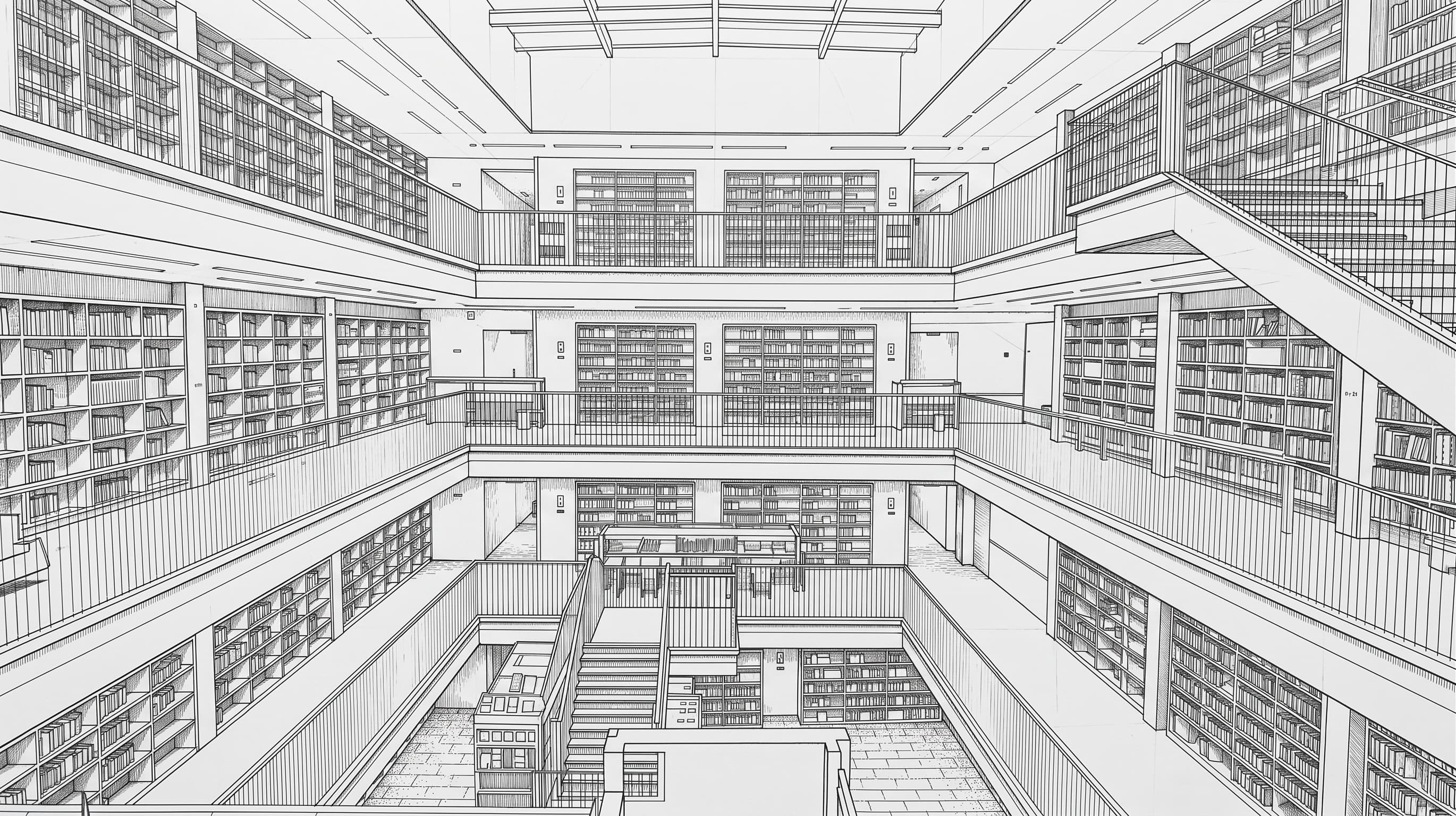 Ink drawing of Kalkværket Library