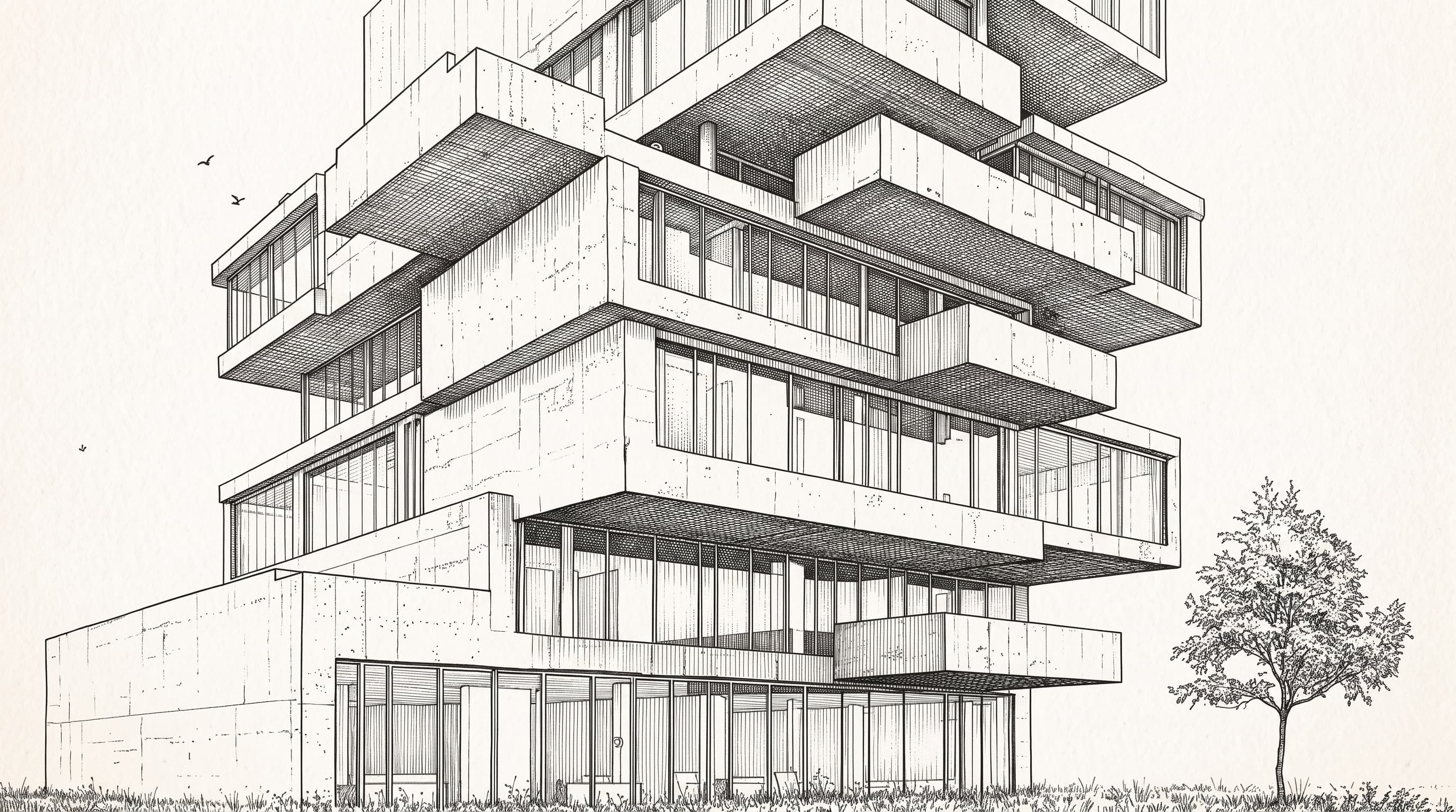 Ink drawing of Stakken Workhouse