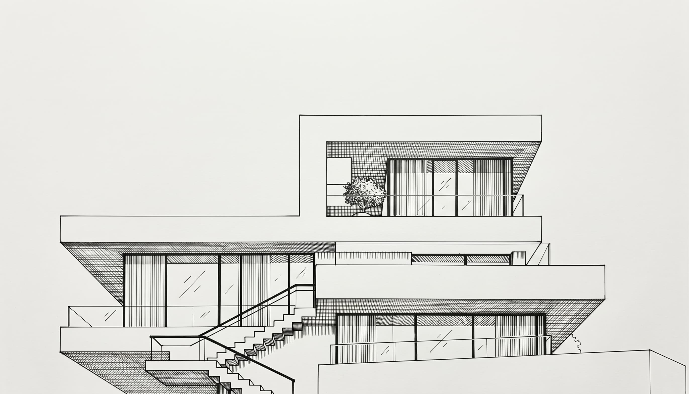 Ink drawing of Villa Klint